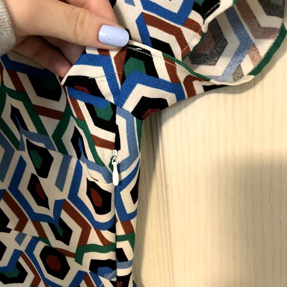 Zara Retro Geometric Print Mini Dress Size M - Picture 4 of 6